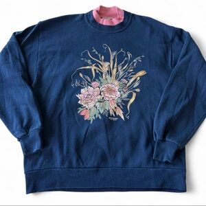 Vintage Double Collar Field Mouse Floral Crew Neck Sweatshirt (Large)